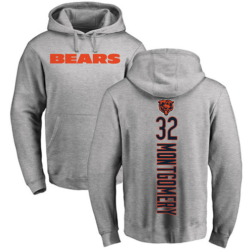 Chicago Bears Men Ash David Montgomery Backer NFL Football #32 Pullover Hoodie Sweatshirts